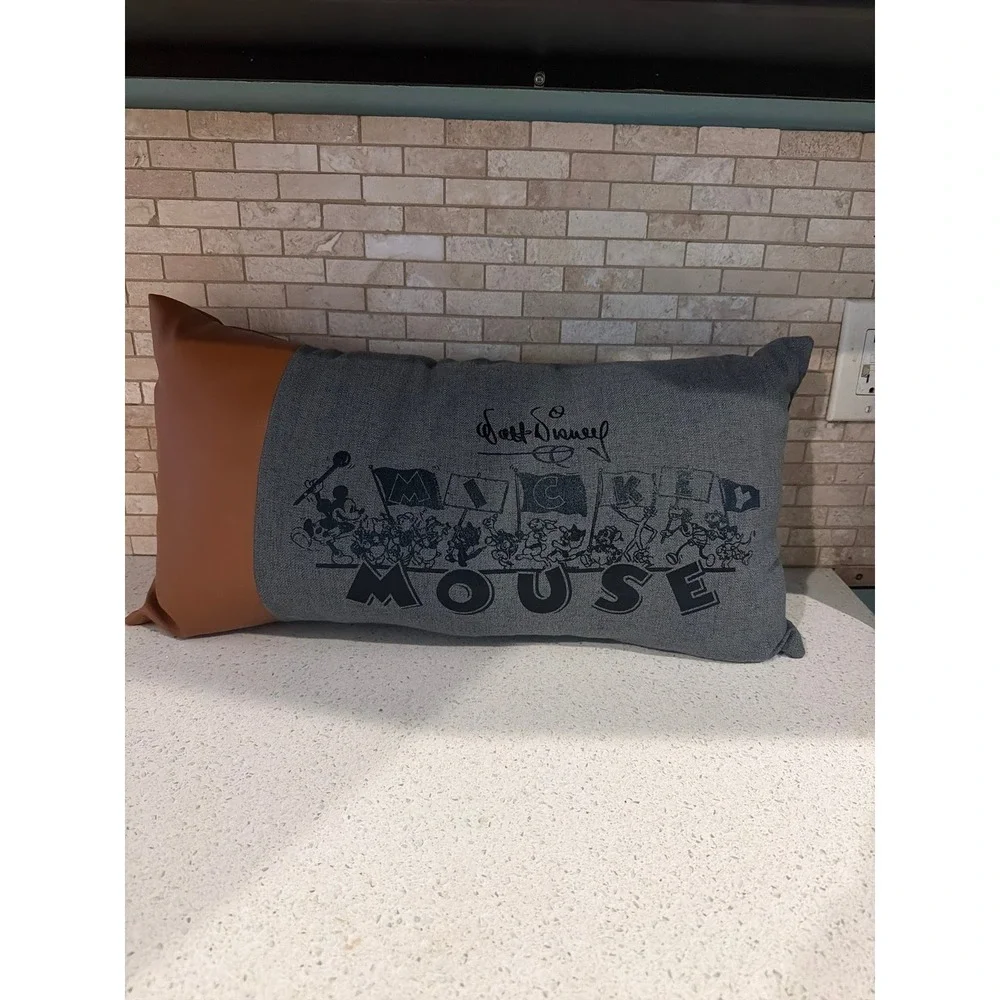 Disney 100 Years Mickey Mouse‎ Faux Leather Throw Pillow